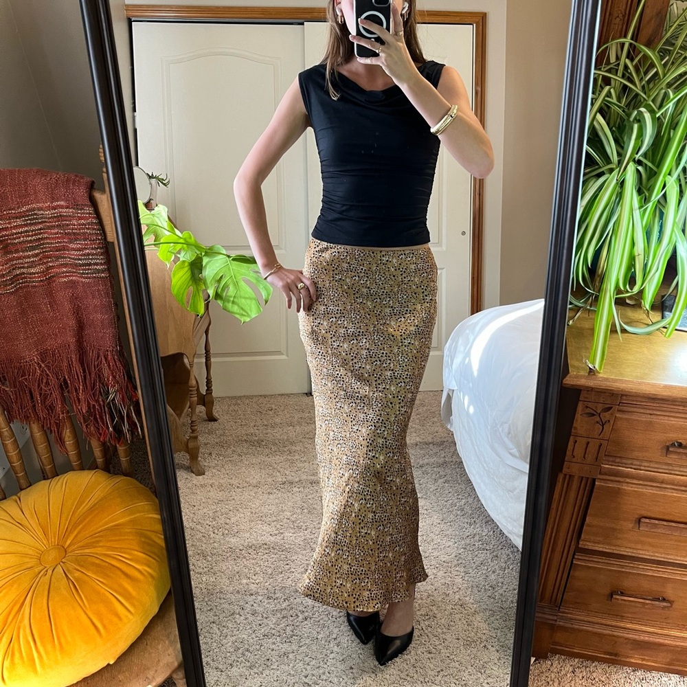 TOPSHOP satin cheetah maxi skirt
